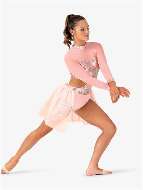 Womens Performance Glitter Long Sleeve Leotard Leotards Elisse