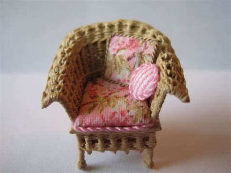 Quarter Scale Miniature Wicker Chair | Handwoven Tan Chair