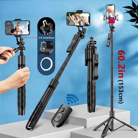 S03S 4 In 1 Multifunctional Selfie Stick 360 Rotation With LED Light