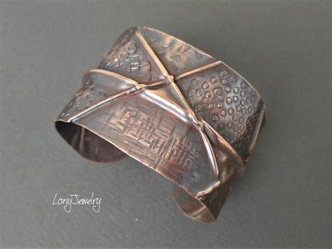 Cuff Bracelet Handmade Fold Formed Cuff Open Bangle Bracelet Hammered