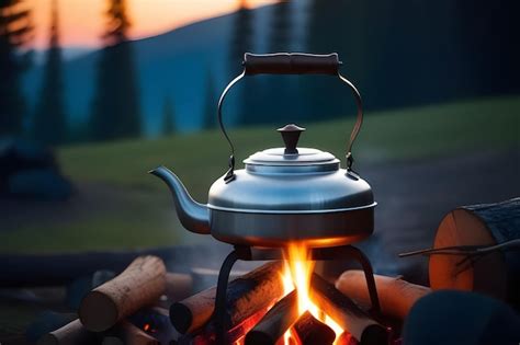 Tea Kettle On Fire Premium AI Generated Image