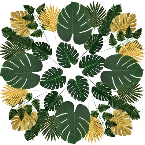 Buy St GIANTMAN 60pcs 8 Types Artificial Palm Leaves Tropical Faux