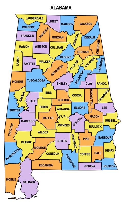 Alabama County Map Editable And Printable State County Maps