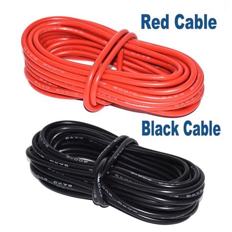 Car Battery Cable New 1m Long Soft Silicone Cable 10awg 5 3mm2 8awg 8 3mm2 6awg 16mm2 4awg 25mm2