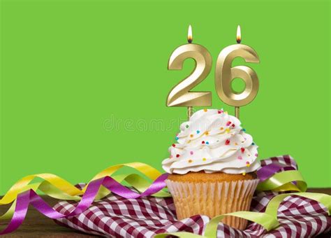 Birthday Cake with Candle Number 26 Stock Photo - Image of symbol, food: 290144402