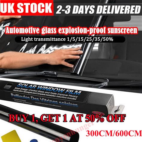 Car Window Tint Film Kit Tinting Super Dark Black Limo 5 15 20 25 35 50