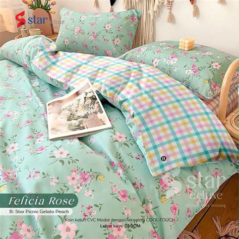 Jual Sprei Katun Star Collection Motif Felicia Rose 2 Warna Tika