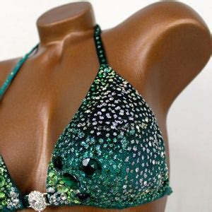 Npc Ifbb Competition Bikini Deep Green Velvet Two Piece Figure