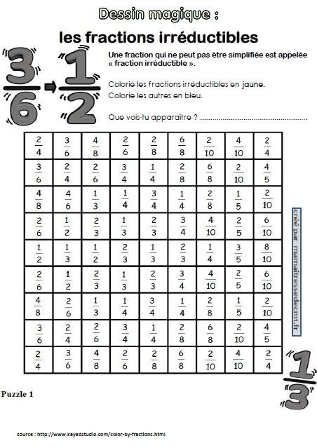 Coloriage Magique 6eme Fraction Coloriage Magique Avec Multiplication Pour 6 Eme