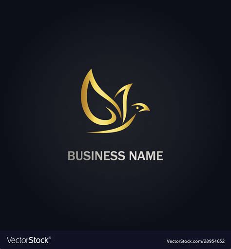 Dove Bird Leaf Gold Logo Royalty Free Vector Image