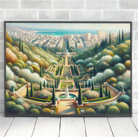 Israel Bahai Gardens Painting Digital Print Haifa Printable Wall Art