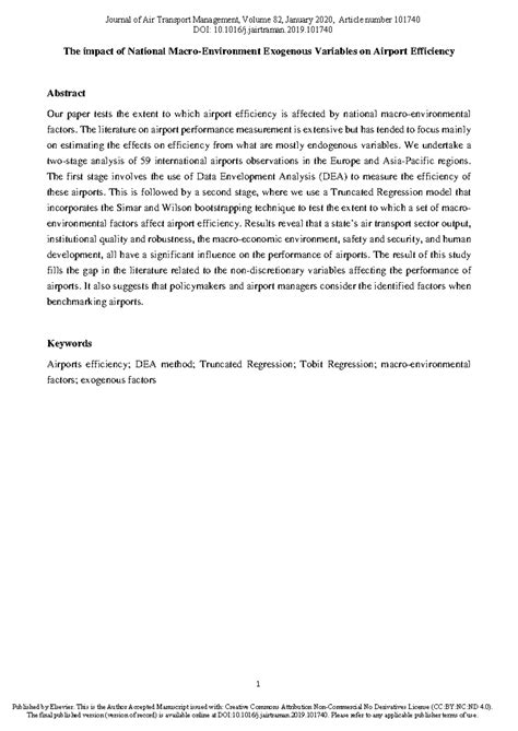 Impact of national macro-environment exogenous variables on airport
