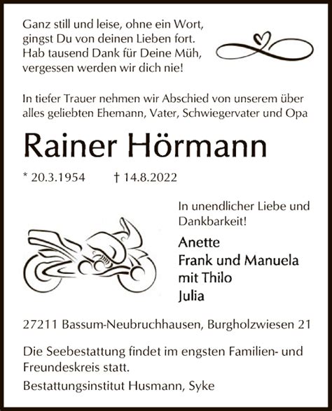 Gedenkkerzen von Rainer Hörmann trauer kreiszeitung de