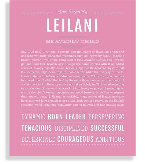 Leilani name art print light pink 11×14 in no frame – Artofit