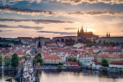 Charles Bridge, a historic bridge in Prague, Czech Republic. Stock ...