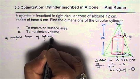 A Right Circular Cylinder Is Inscribed In A Cone Marvin Has Mills