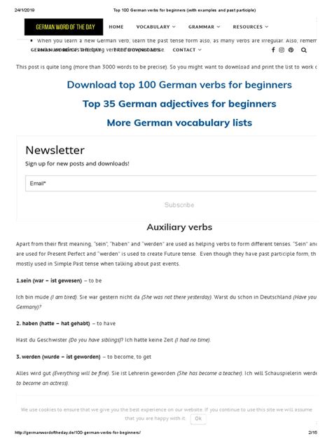 Top 100 German Verbs For Beginners With Examples And Past Participle