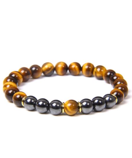 Pulsera Ojo De Tigre Con Hematite Para Hombre Mm