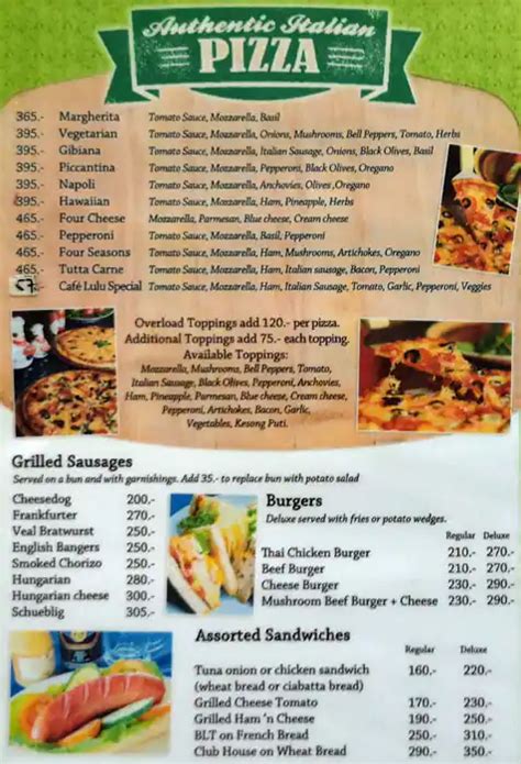 Menu at Cafe Lulu, Makati, F Osmeña Hwy