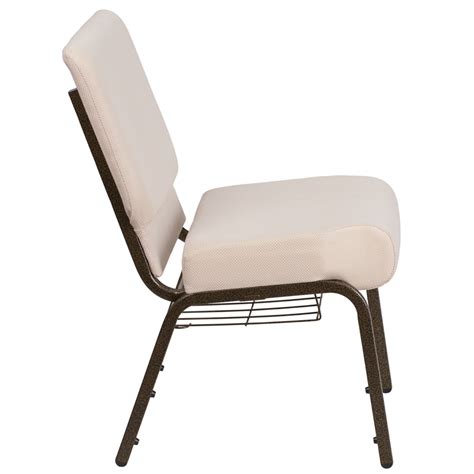 HERCULES Series 21''W Church Chair in Beige Fabric with Cup Book Rack ...