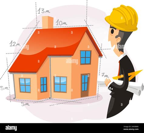 Arquitecto Con Casa Cartoon Ilustración Vectorial Imagen Vector De