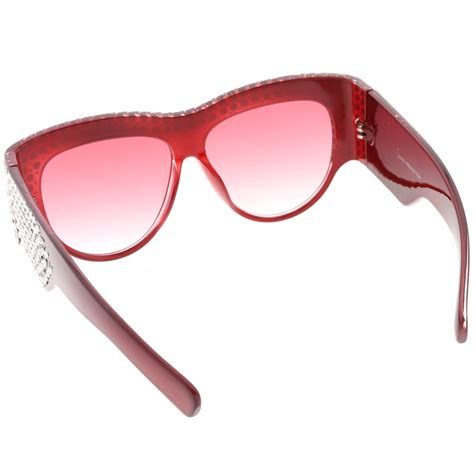 Womens Handcrafted Oversize Horned Rim Rhinestone Sunglasses Zerouv