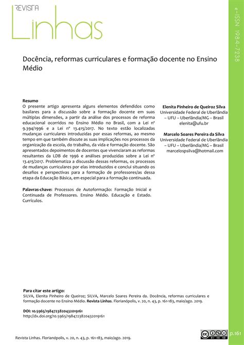 PDF Docência reformas curriculares e formação docente no Ensino Médio