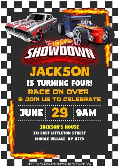 Free Editable PDF Tiny Racer Hot Wheels Baby Shower Invitation Templates Baby Shower