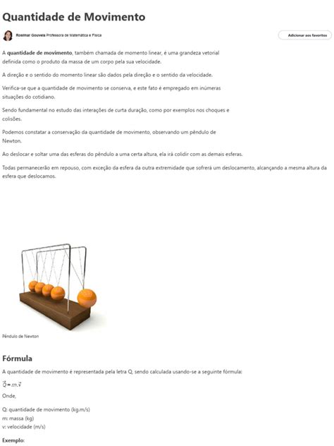 Quantidade de Movimento - Com Exercícios Resolvidos - Toda Matéria ...