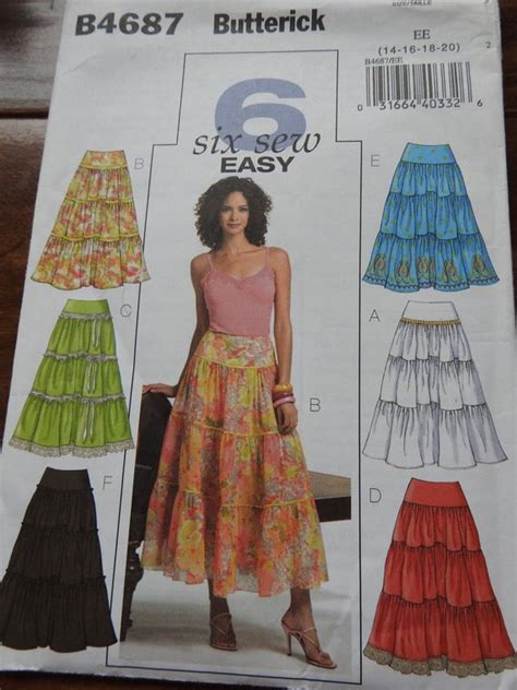 Butterick B4687 Womens Tiered Skirts Sewing Pattern