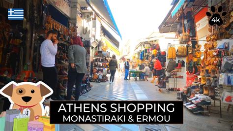 Athens Monastiraki Flea Market And Ermou Street 4K Walk Shopping