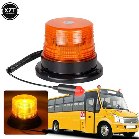 Novo âmbar 12v 24v magnético montado veículo carro led strobe luz de