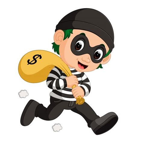 Premium Vector Thief Carrying Bag Of Money Cartoon Clip Art Funny