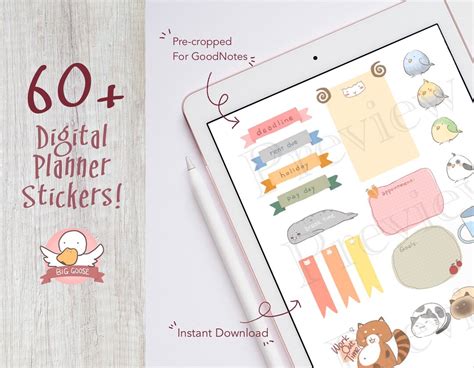 60 Cute Animal Digital Planner Stickers, Everyday Basic Digital ...