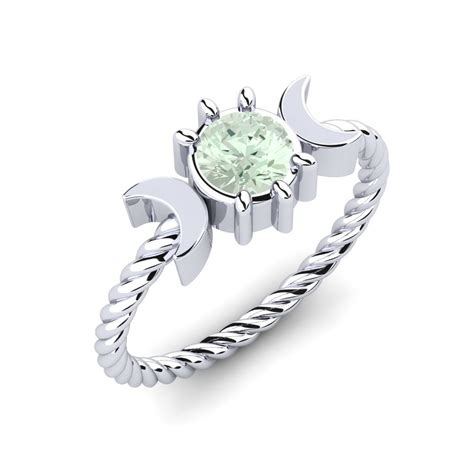 Buy 0 5 Carat Round Cut 14k White Gold Green Amethyst GLAMIRA Ring