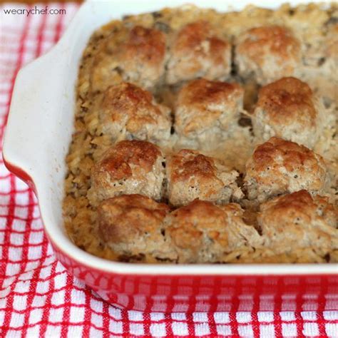 Simple Baked Meatballs with Rice and Gravy - The Weary Chef