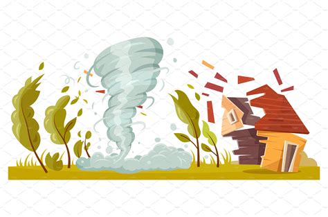 Tornado storm destroying house – MasterBundles