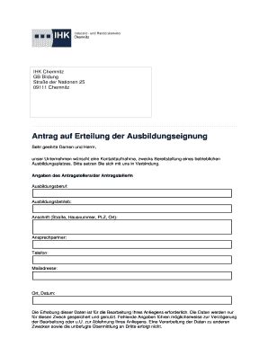 Ausfüllbar Online chemnitz ihk24 Antrag auf Erteilung der