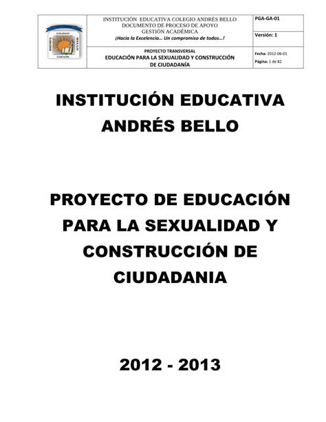 PDF INSTITUCIÓN EDUCATIVA ANDRÉS BELLO PROYECTO DE EDUCACION SEXUAL