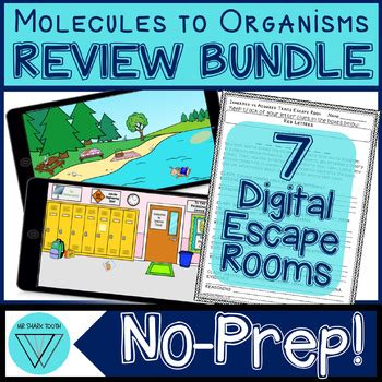 Molecules To Organisms Digital Escape Room BUNDLE MS LS1 Test Prep