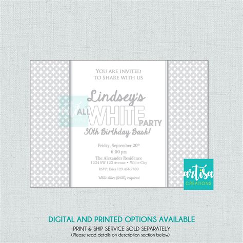 All White Party Invitation, White Party Invitation, Summer White Party ...