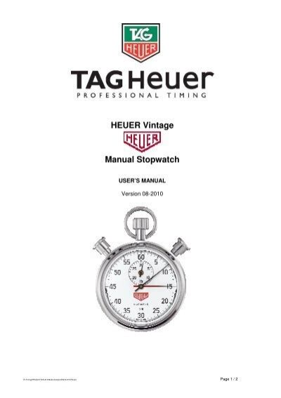 Heuer Vintage Manual Stopwatch Tag Heuer Timing Systems