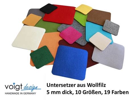 WOLLFILZ Untersetzer 5 mm dick quadratisch 10 Größen 19 Etsy