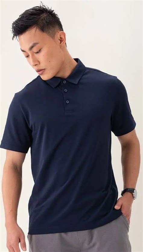 Plain Men Navy Blue Solid Dryfit Polo T Shirt V Neck Collar At Rs