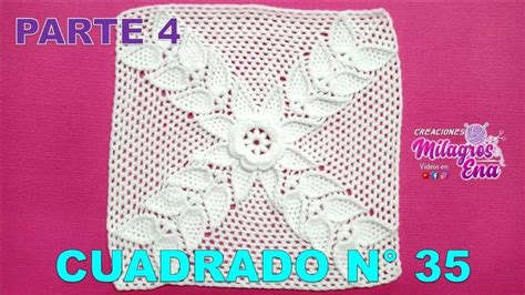 PARTE 4 Cuadrado Cuadro O Muestra N 35 Tejido A Crochet Con Flor