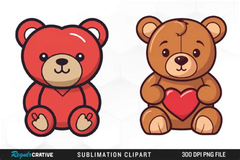 Watercolor Cute Bear Valentines Clipart Graphic By Regulrcrative · Creative Fabrica