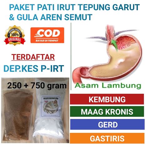 Jual Paket Pati Irut Tepung Garut Gula Semut Aren Obat Asam Lambung