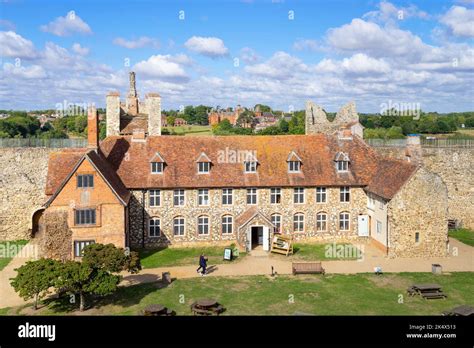 The Inner Ward of Framlingham castle with the Workhouse building and ...