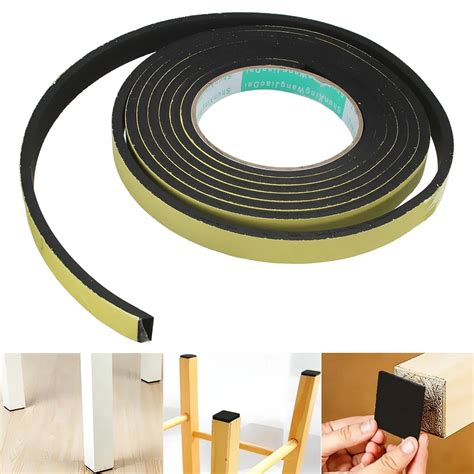 3 Meter Door Sealing Tape Sticky Stripping Sponge Foam Tape Rubber Black Eva Single Sided