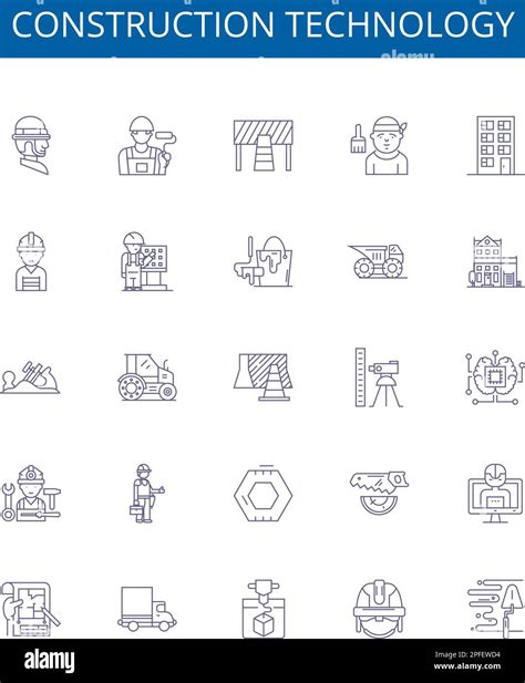 Construction Technology Line Icons Signs Set Design Collection Of